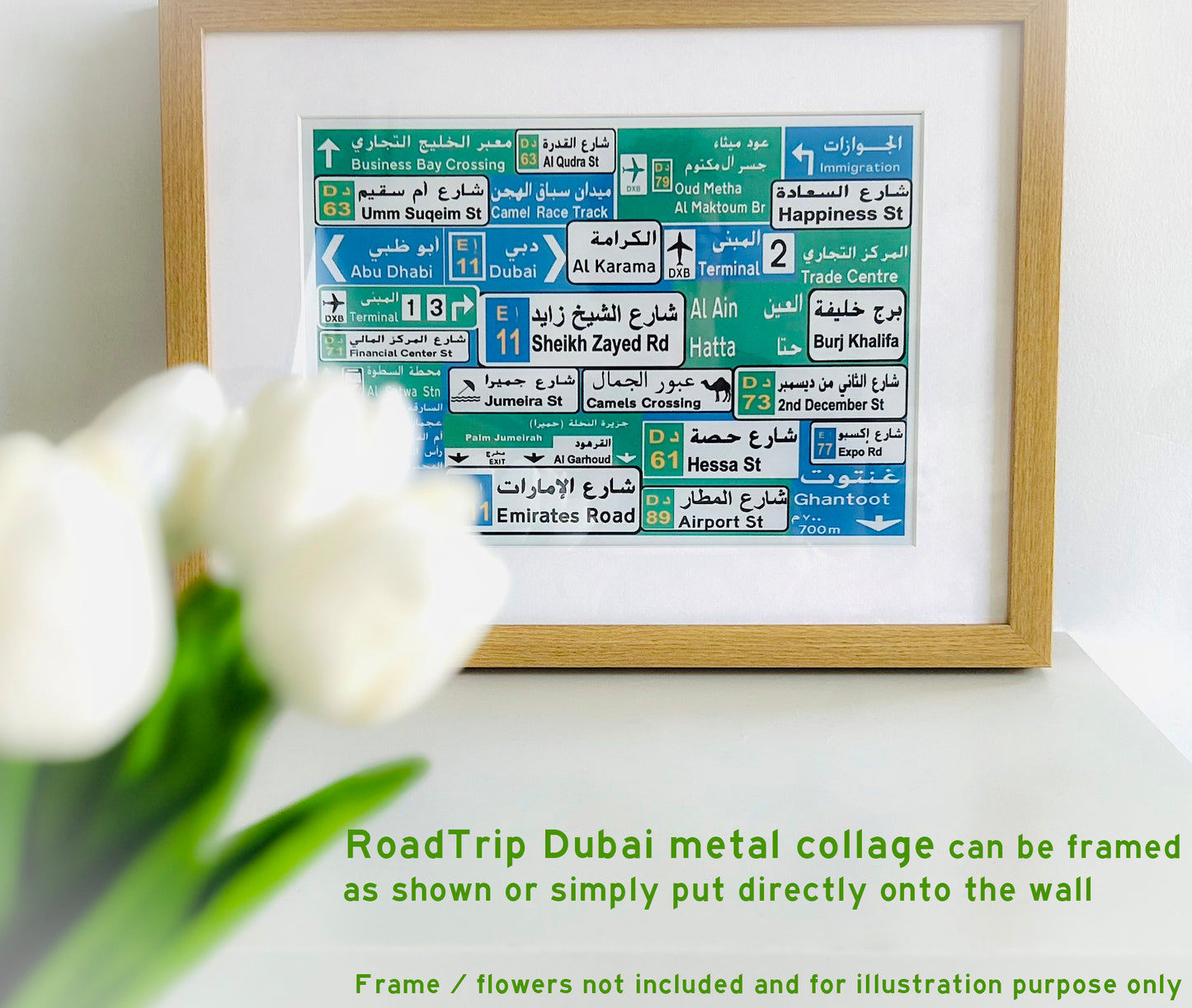 Roadtrip Dubai Metal Collage A4 size