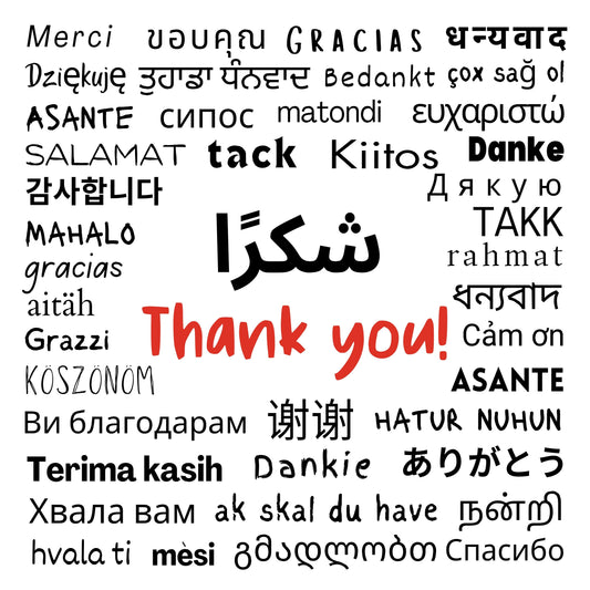 'Thank You' Multi Language Greeting Card