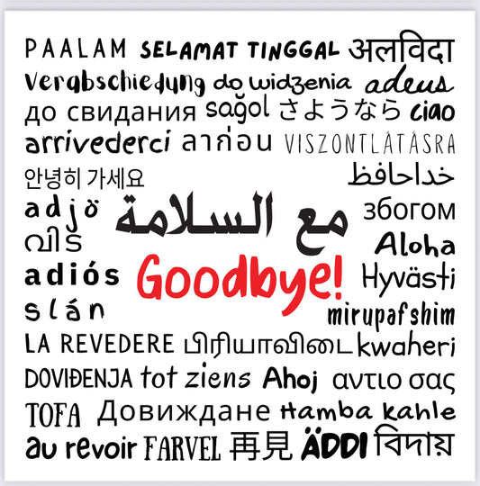 ''Goodbye' Multi Language Greeting Card