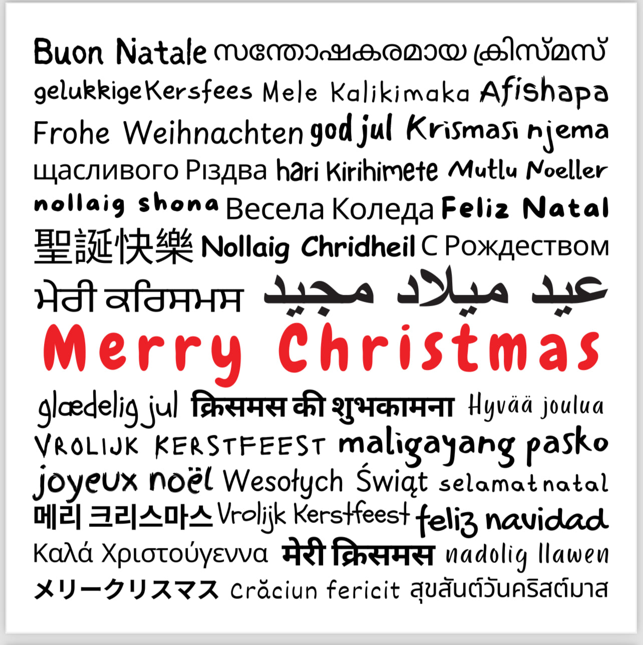 Multi language Christmas  Greeting Card