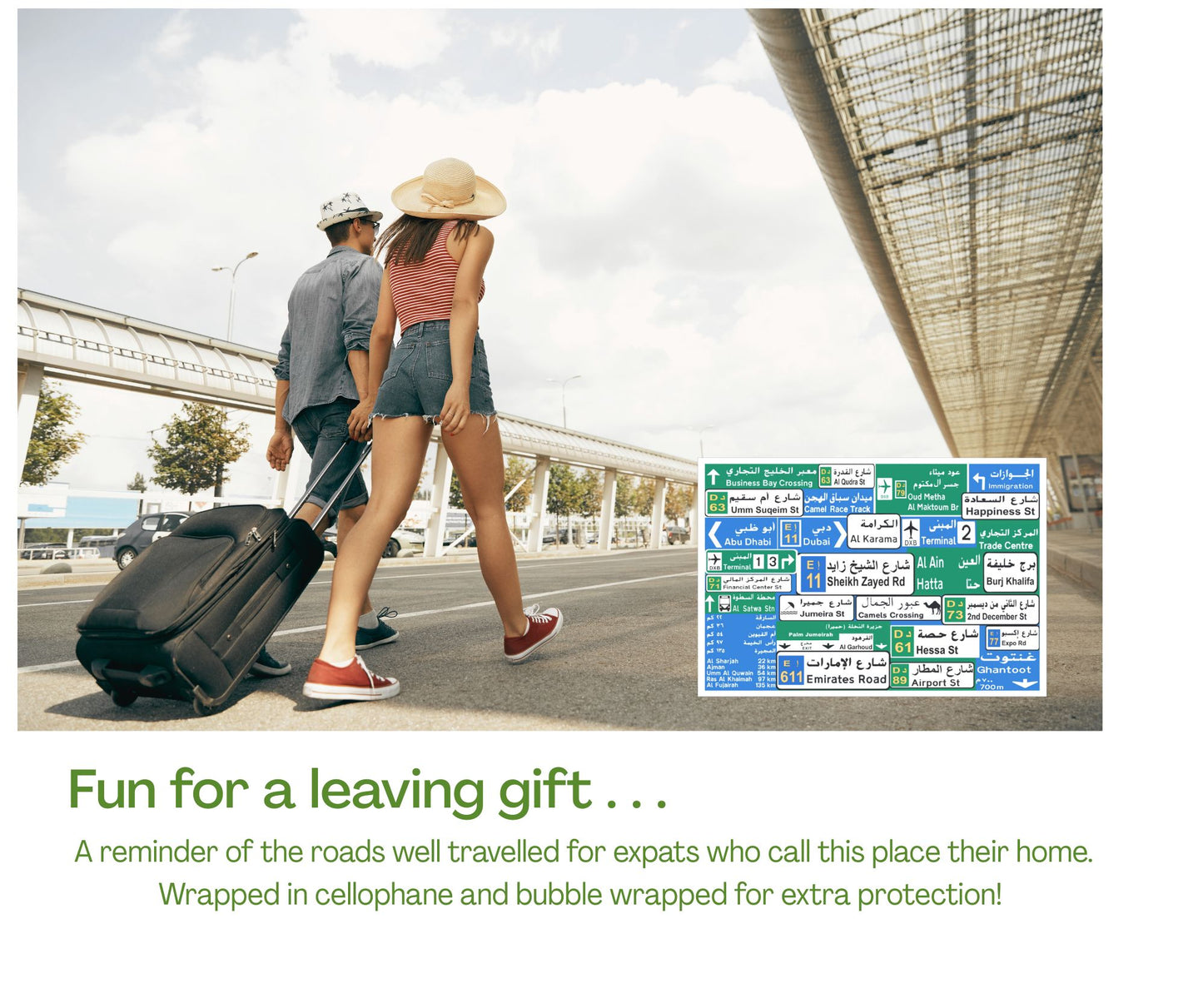 Roadtrip Dubai Metal Collage A4 size